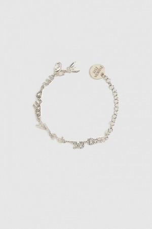 Patrizia Pepe Brass Bracelet With Rhinestones Prateadas | 5186-ARGQF