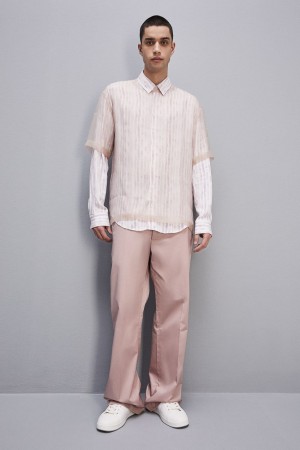 Patrizia Pepe Cotton Twill Trumpet Pants Rosa | 6054-VWUQH