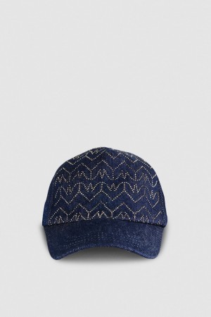 Patrizia Pepe Denim Fly Monogram Baseball Cap Luz Azuis | 4509-GEVBJ