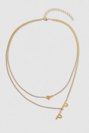 Patrizia Pepe Double Chain Brass Necklace Laranja | 2034-OMKBW