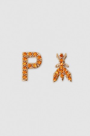 Patrizia Pepe Earrings With Rhinestones Laranja | 6749-YWZGO