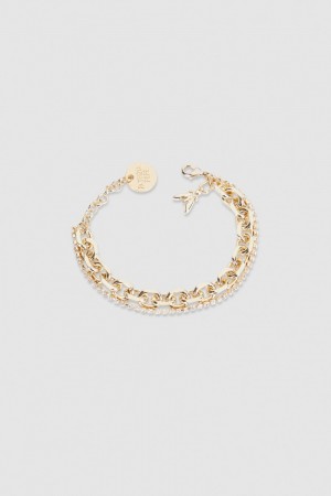 Patrizia Pepe Fly Diamond Brass Chain Bracelet Douradas | 6897-JHTKB