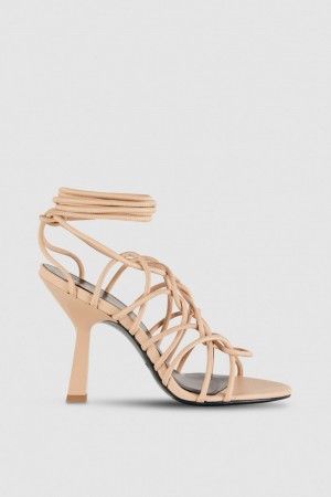 Patrizia Pepe Heeled Ankle Sandals Bege | 7152-HIRDW