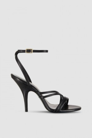 Patrizia Pepe Heeled Leather Sandals Pretas | 3791-WTOXC