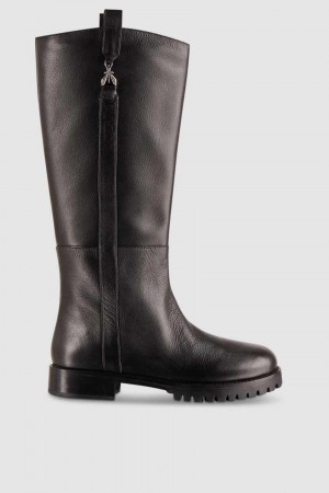 Patrizia Pepe High Nappa Leather Boots With Zipper Pretas | 5429-JXPLD