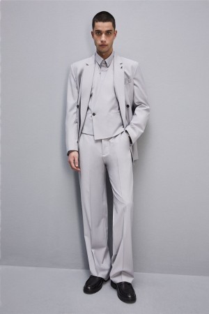 Patrizia Pepe High-waisted Pants In Cool Wool Cinzentas | 9157-JUWBL