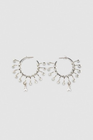 Patrizia Pepe Hoop Earrings With Rings Prateadas | 4308-YKPWJ