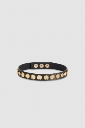 Patrizia Pepe Leather Choker With Micro Mirrors Pretas | 4715-GLNTM