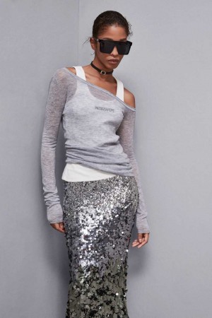 Patrizia Pepe Long-sleeved Wool Sweater Cinzentas | 5462-WKYDN