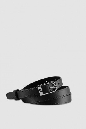 Patrizia Pepe Low-waist Smooth Leather Belt Pretas | 9324-DQVRX
