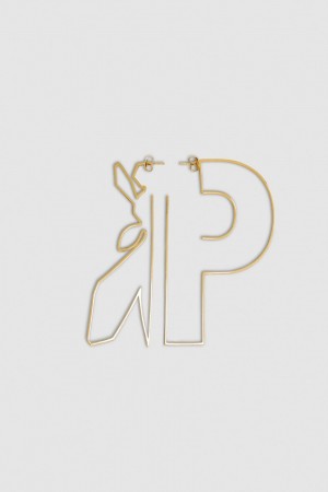 Patrizia Pepe Metal Maxy Fly Brass Earrings Douradas | 1624-LSAPJ