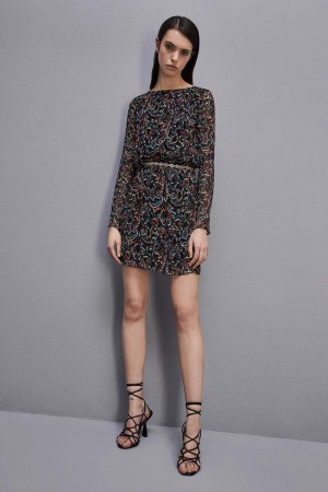 Patrizia Pepe Mini Patterned Dress Pretas | 3546-ZFRSN