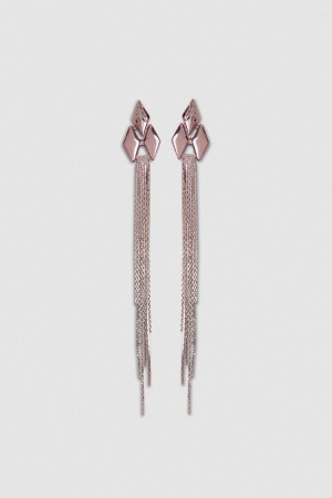 Patrizia Pepe Pendant Earrings With Micro Fly Links And Metal Fringing Rosa | 8910-QWZNP