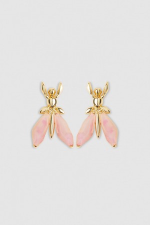 Patrizia Pepe Precious Fly Earrings With Stones Rosa | 6543-FOHEB