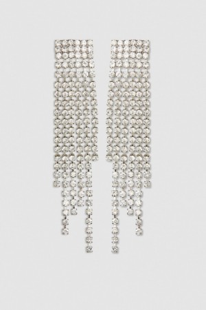 Patrizia Pepe Rhinestone Earrings Prateadas | 9471-AYBIX