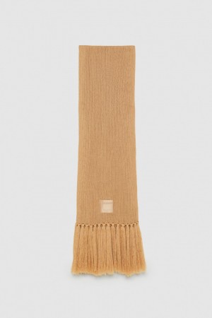 Patrizia Pepe Ribbed Scarf With Fabric Fringes Bege | 5347-LSVPN