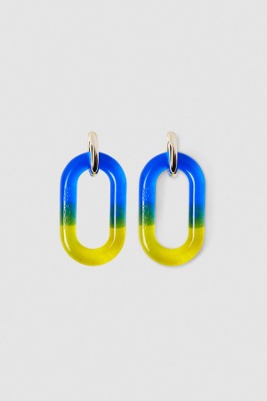 Patrizia Pepe Shaded Maxi Chain Logo Earrings Azuis | 5761-QJCVP