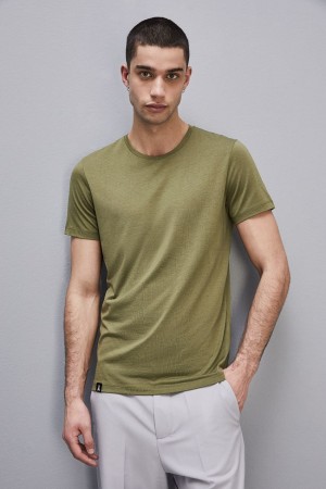 Patrizia Pepe Slim Fit T-shirt In Lyocell Jersey And Cotton Verdes | 8015-XSCUH