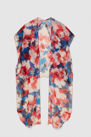 Patrizia Pepe Stole With Floral Print And Fly Detail Multicoloridas | 4285-JRKHX