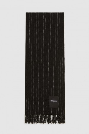 Patrizia Pepe Wool-blend Pinstripe Scarf Pretas | 4095-YSKMC